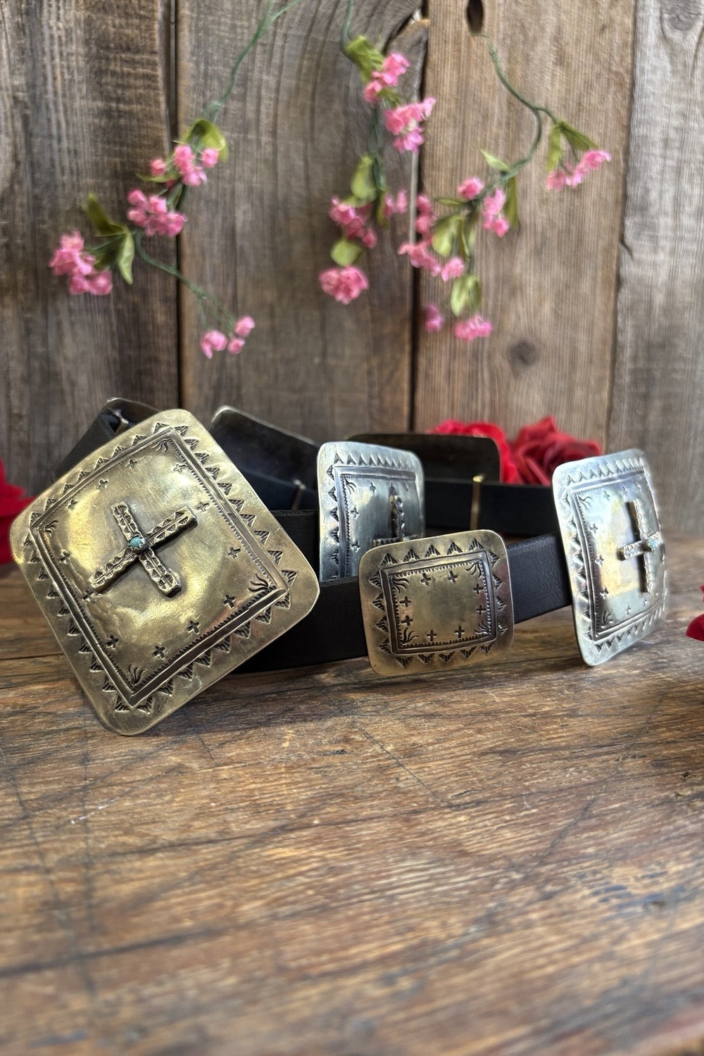 Square Crossing Paths Concho Belt