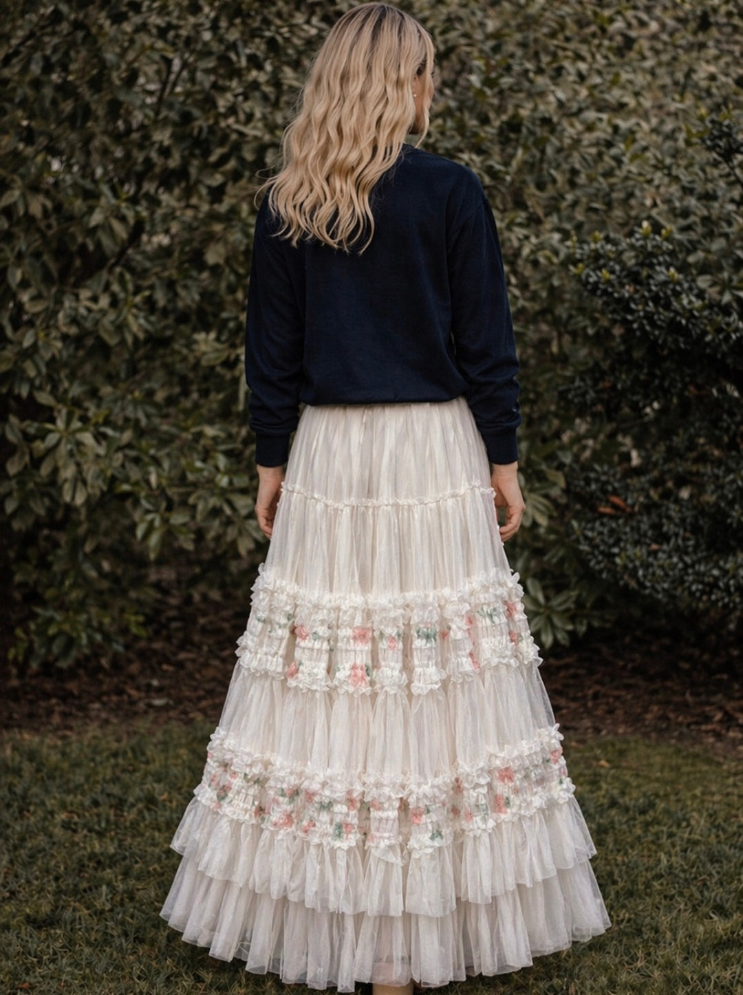 Lace & Floral Tule Skirt