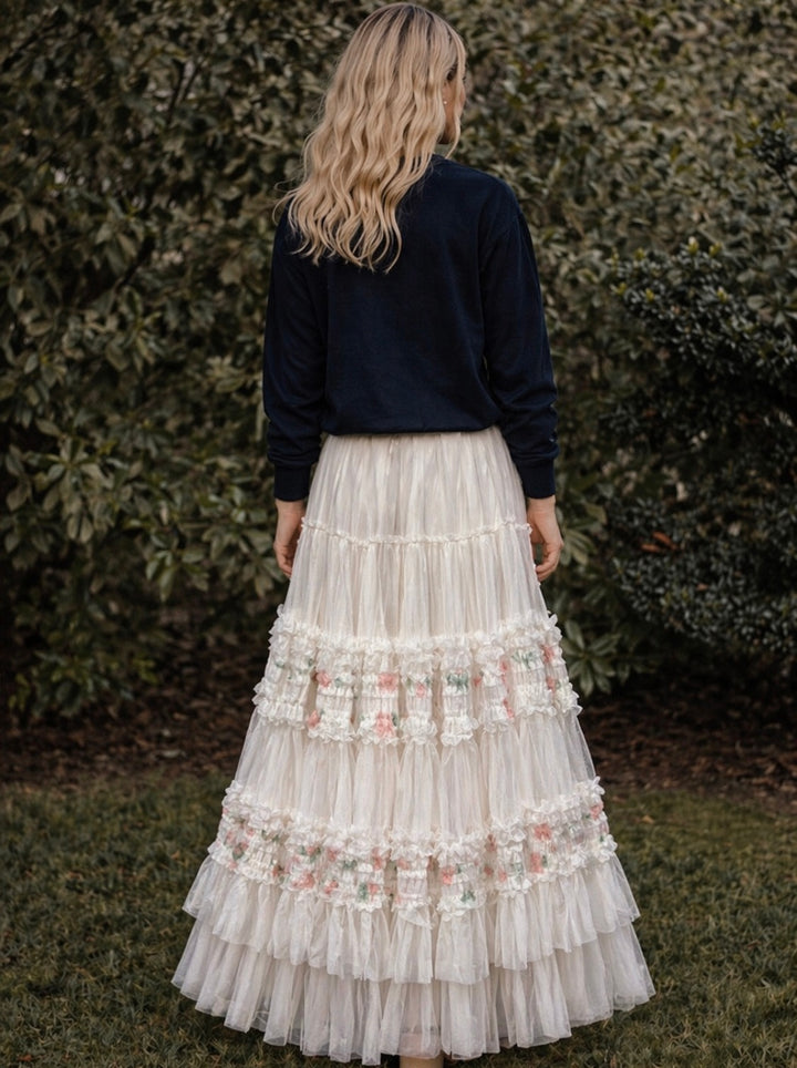 Lace & Floral Tule Skirt