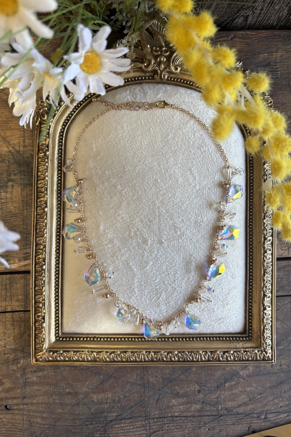 Iridescent And Gold Necklace