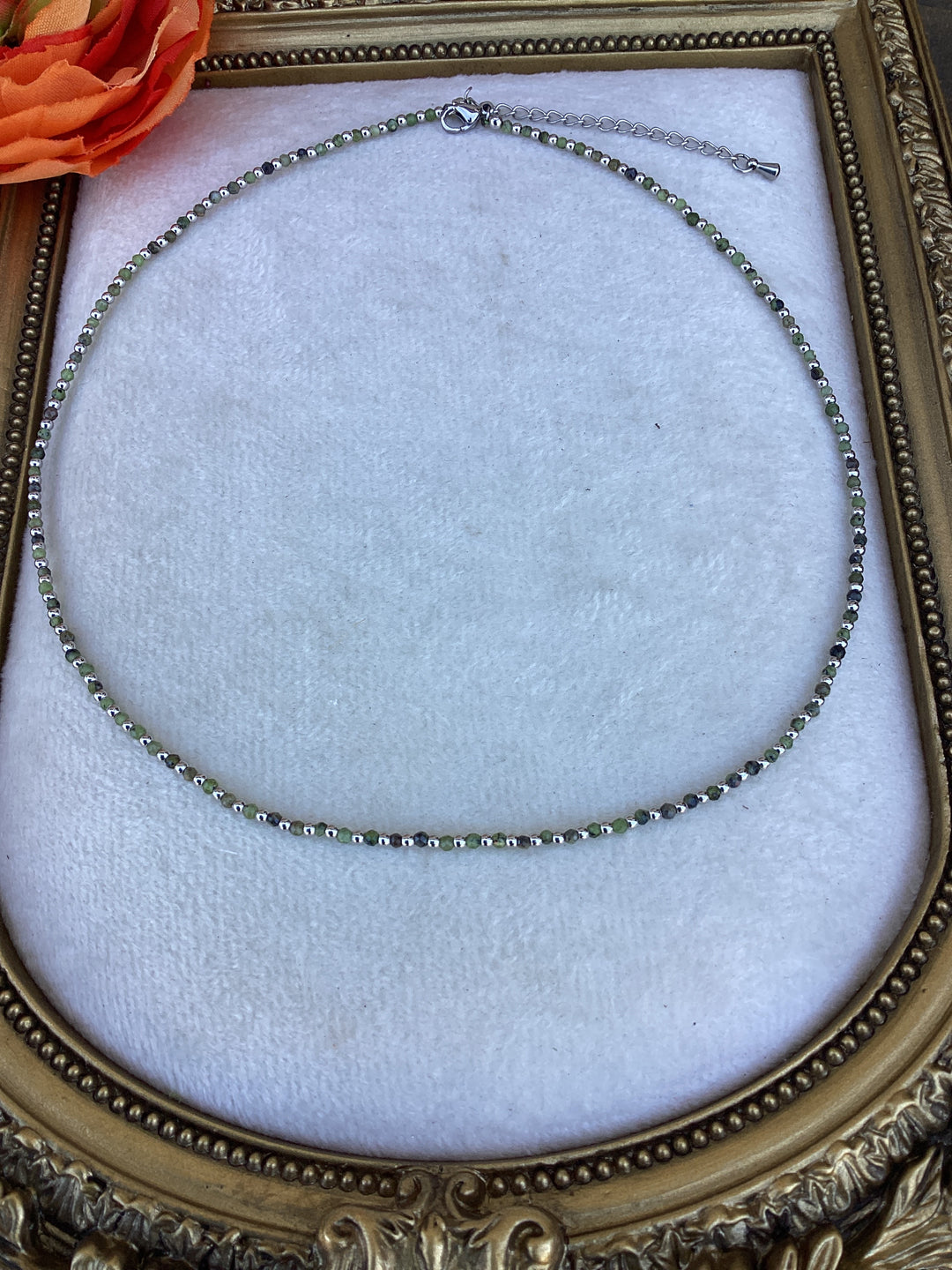 Jade 2mm Faceted Gemstone Necklace