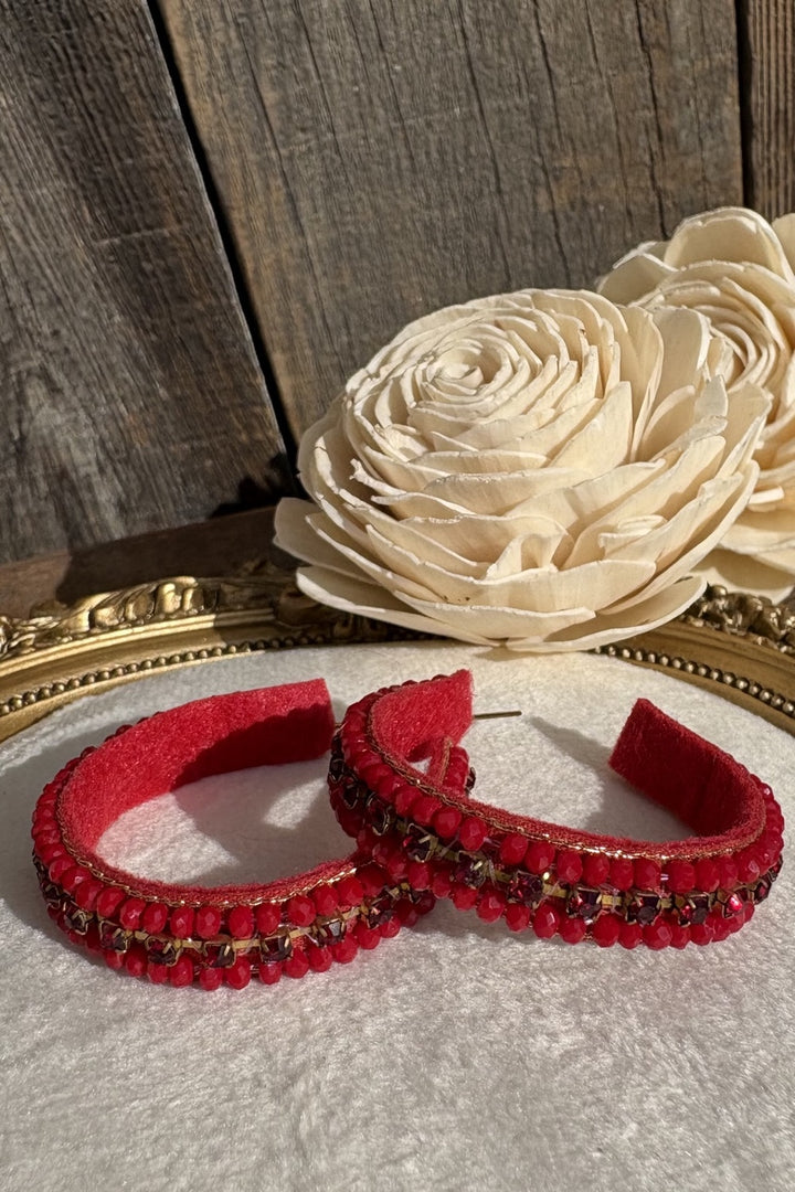 Red Hot Hoop Earrings