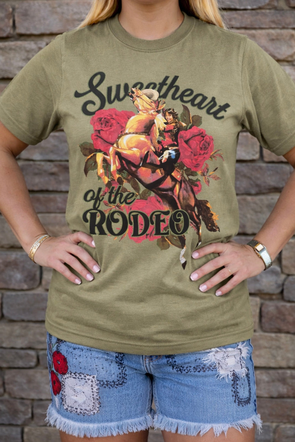 Sweetheart of the Rodeo Olive Tee