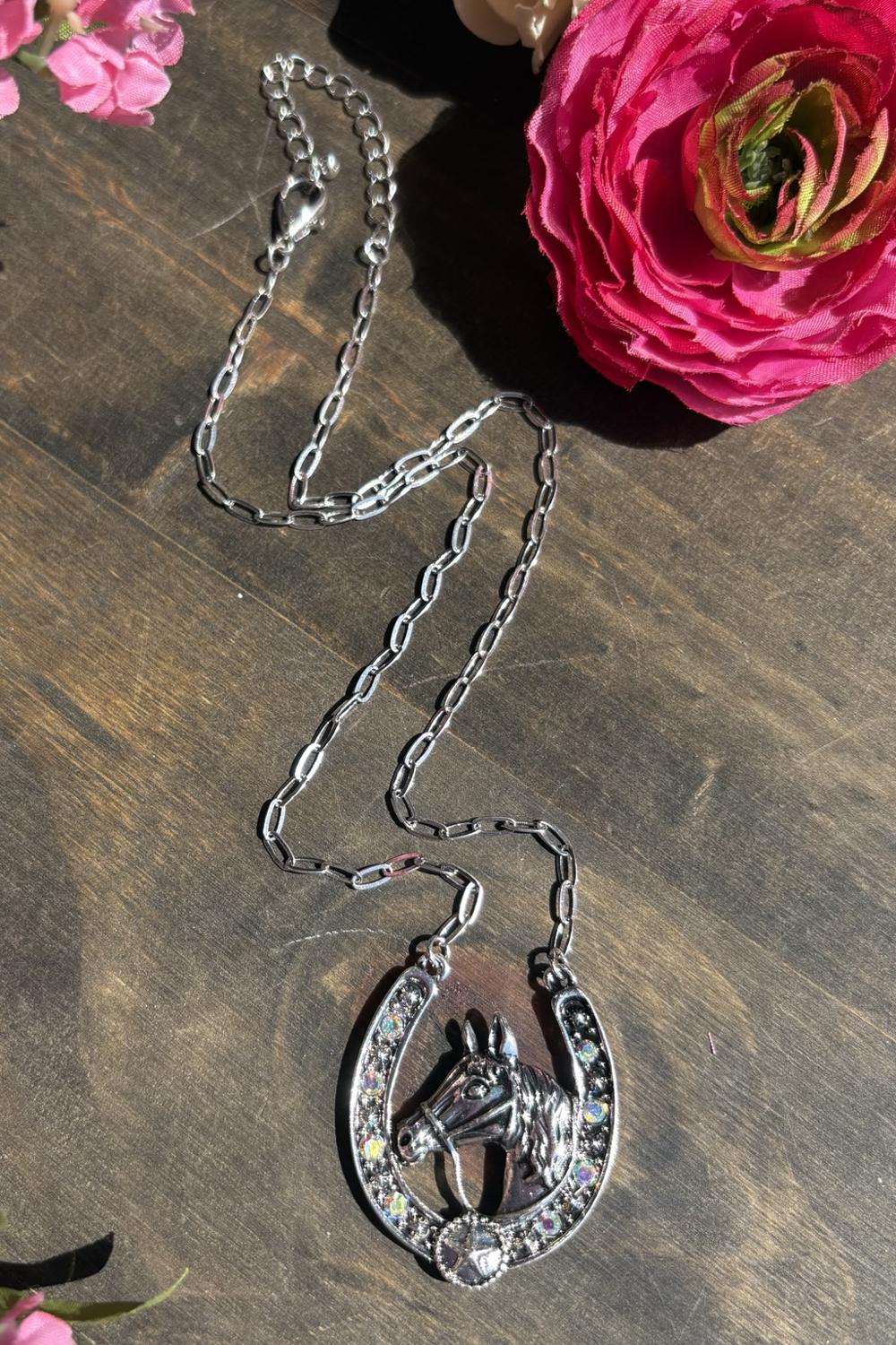 Glitter Glam Horse Necklace