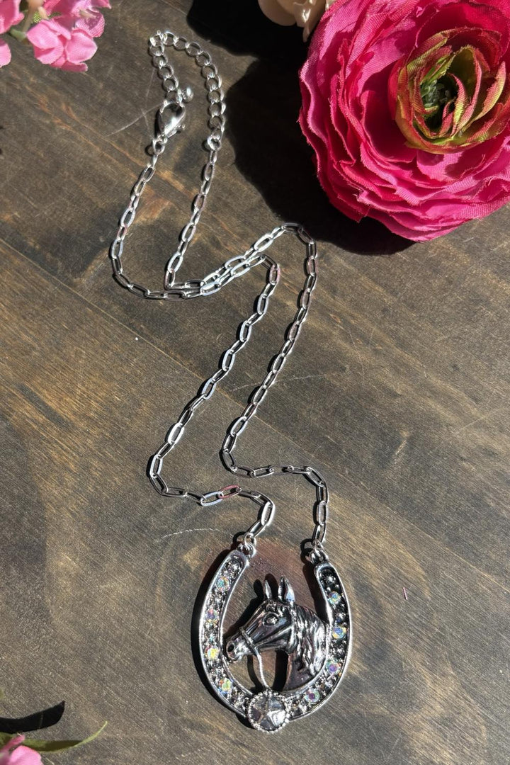 Glitter Glam Horse Necklace