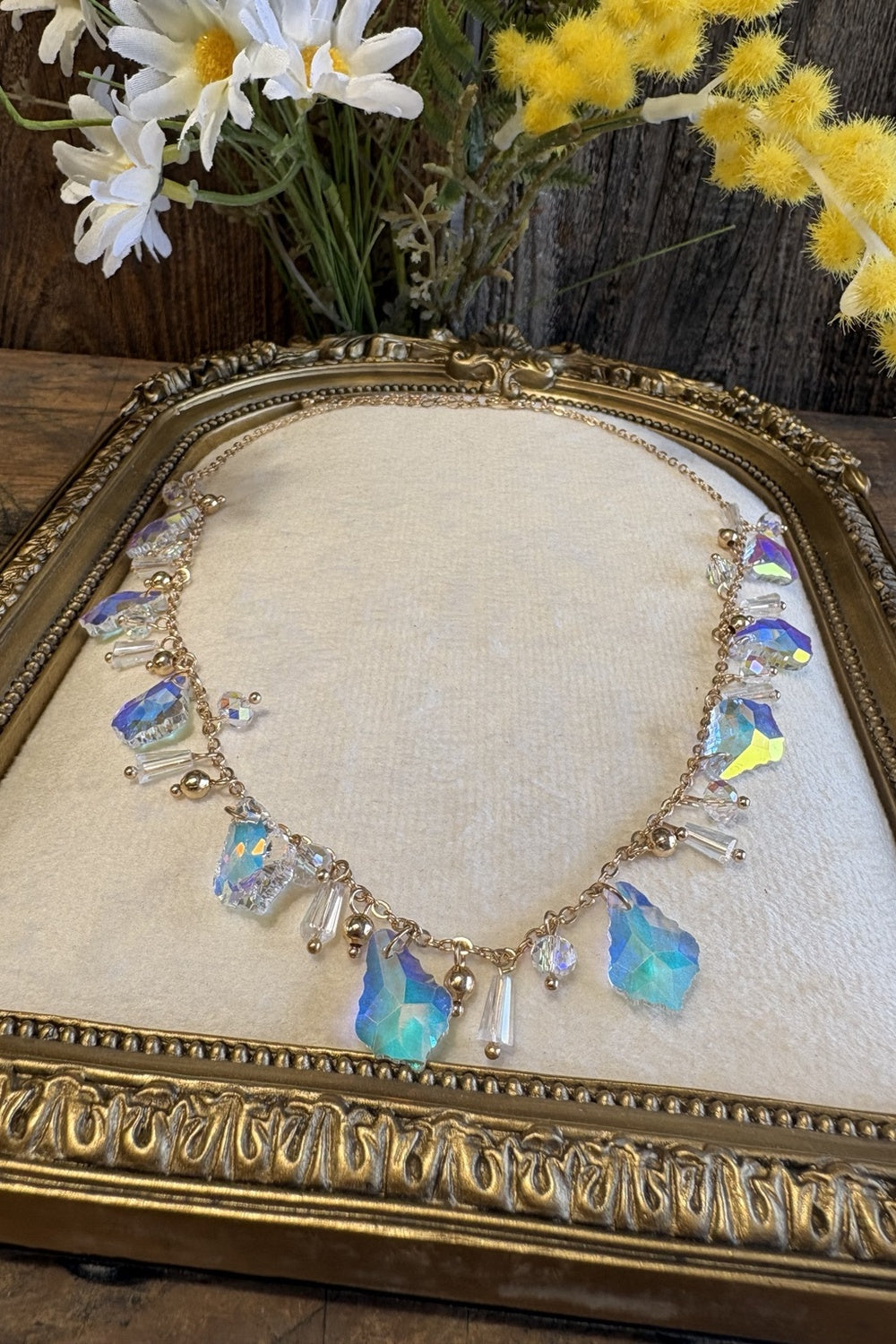 Iridescent And Gold Necklace