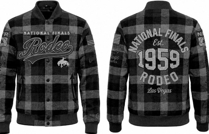 Pre-Order: Gray Plaid NFR Bomber Jacket