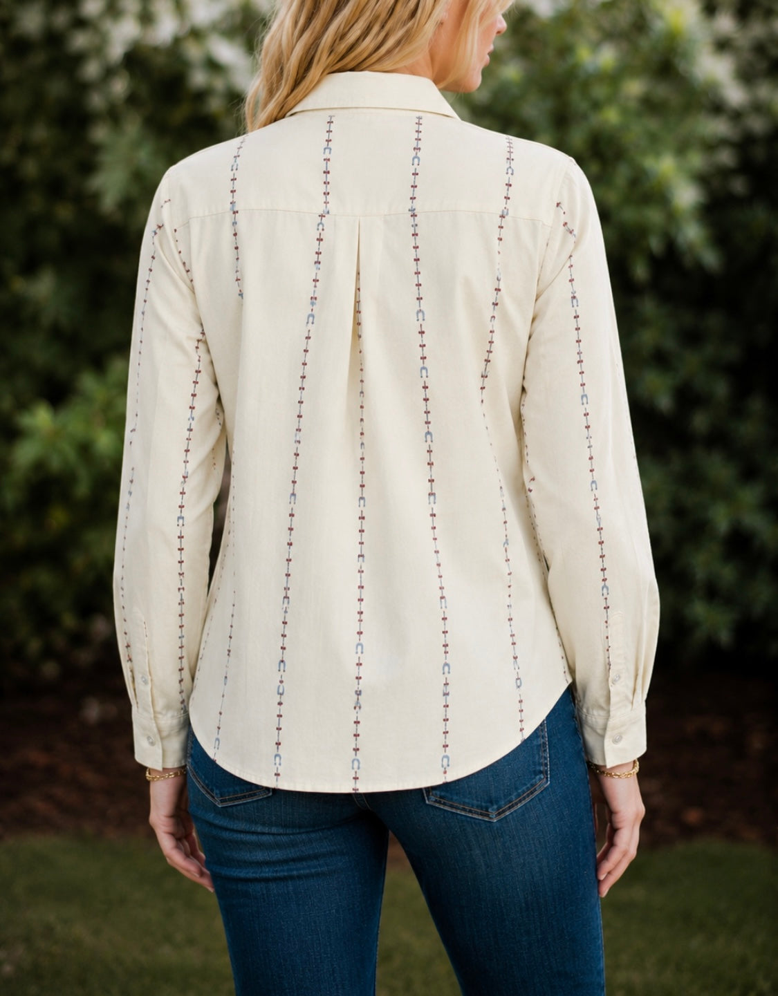 White Horseshoe Button Up