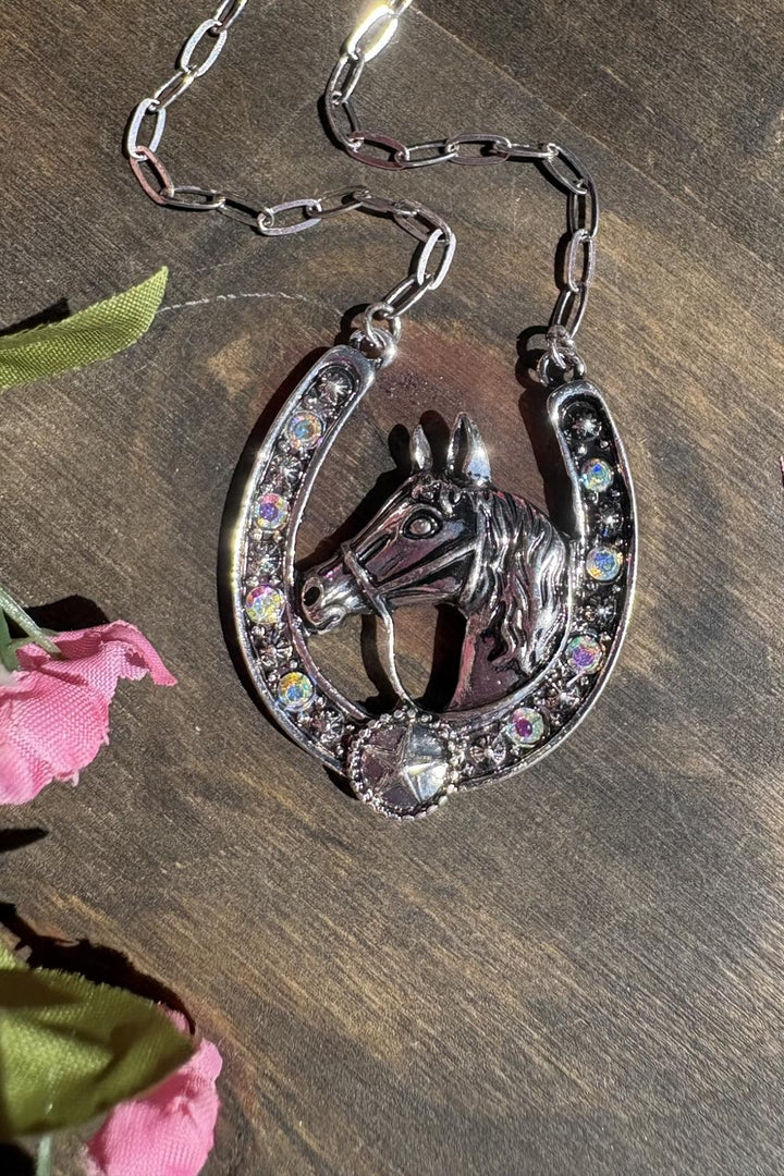 Glitter Glam Horse Necklace