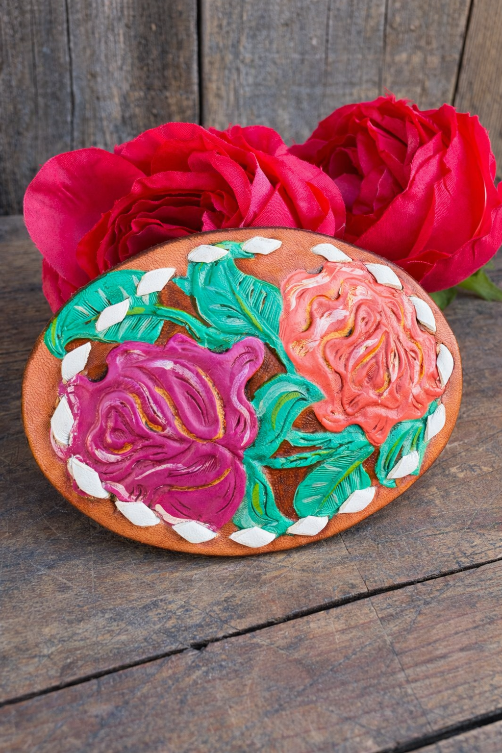 Leather Rose Belt Buckle