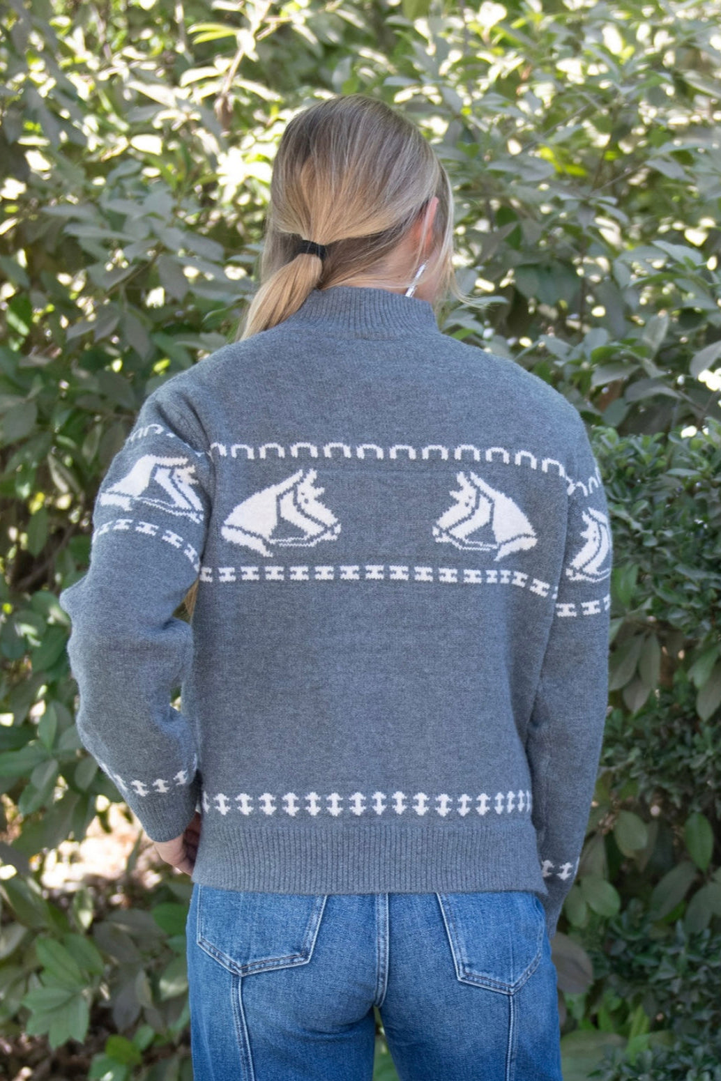 Horse Head Knit Crewneck Sweater