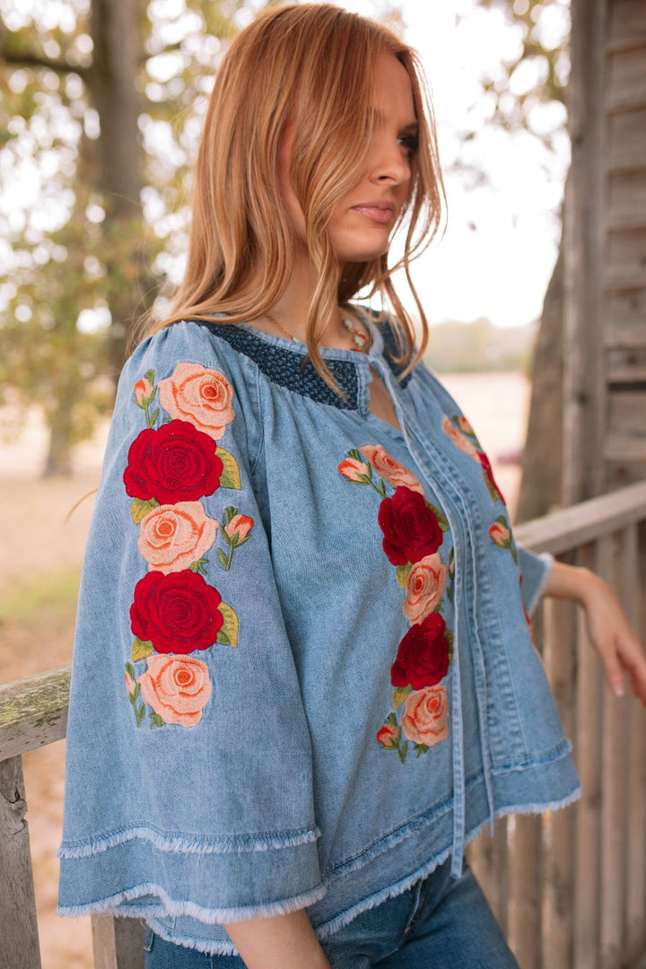 Denim and Rose Top