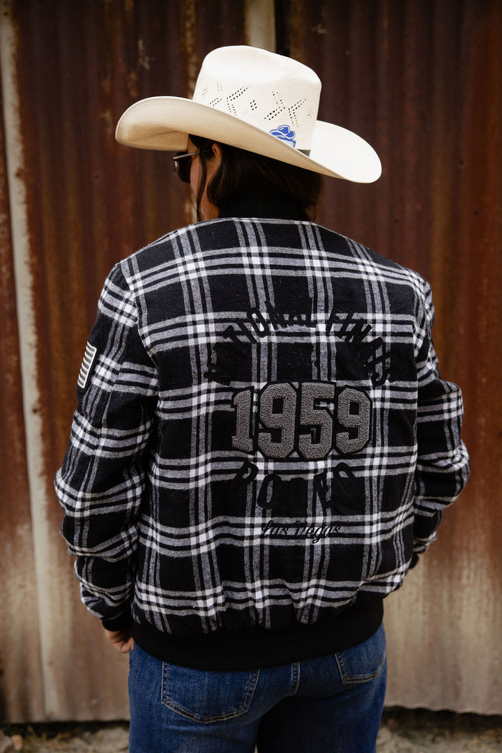Pre-Order: Gray Plaid NFR Bomber Jacket
