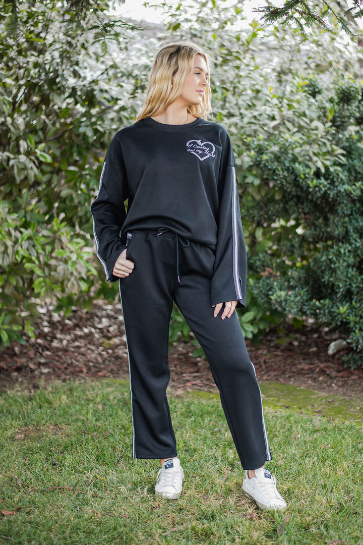 A Cowboy Has My Heart Black Pant