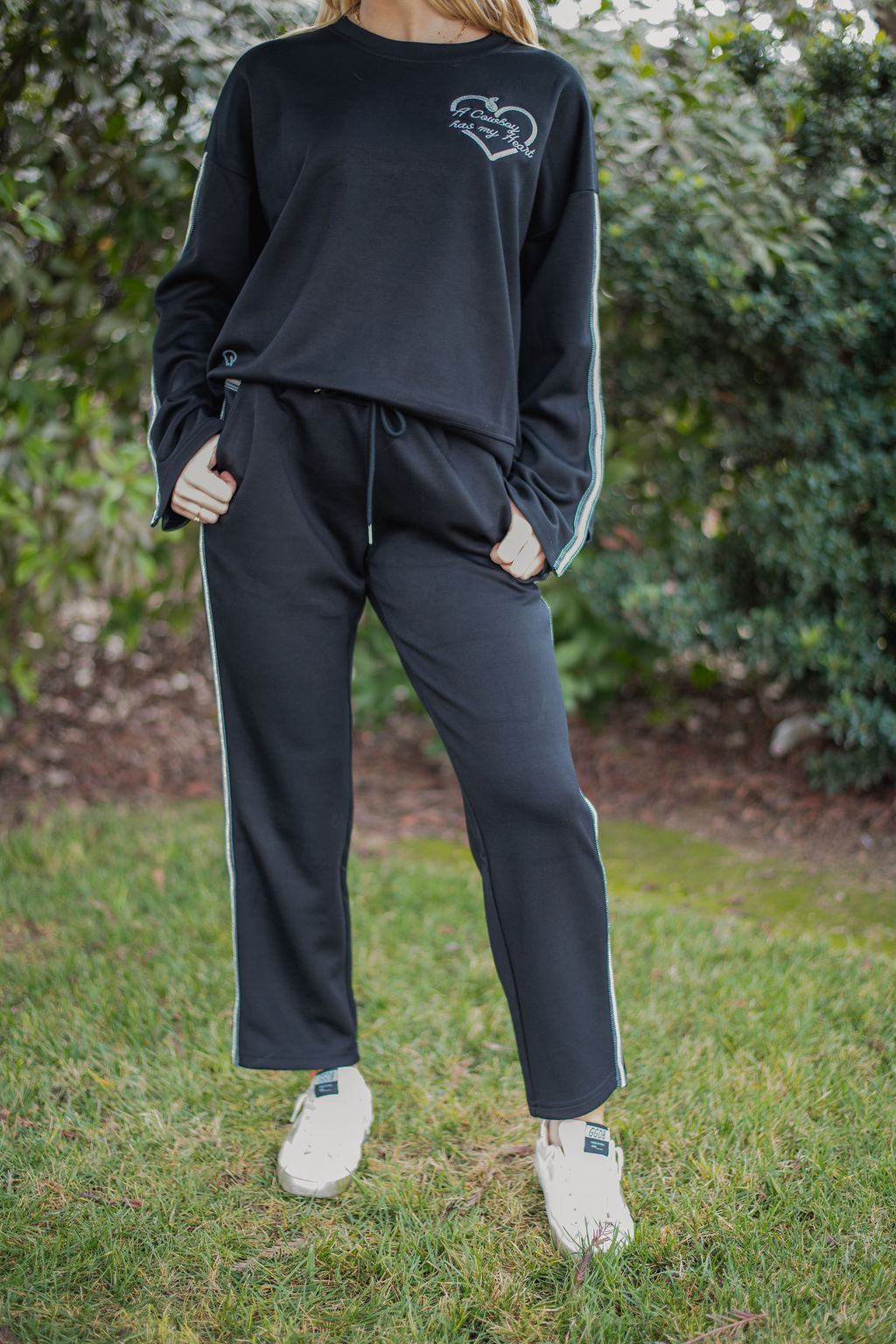 A Cowboy Has My Heart Black Pant