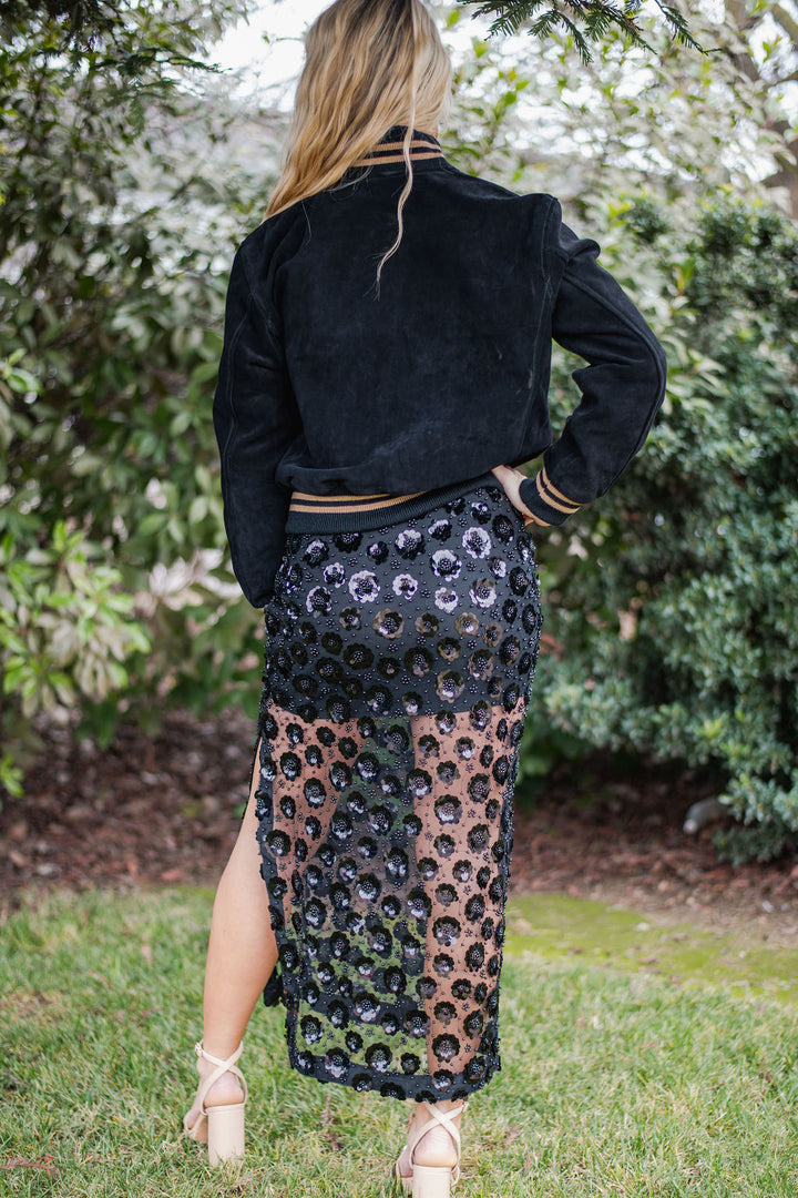 Black Blossoms Skirt