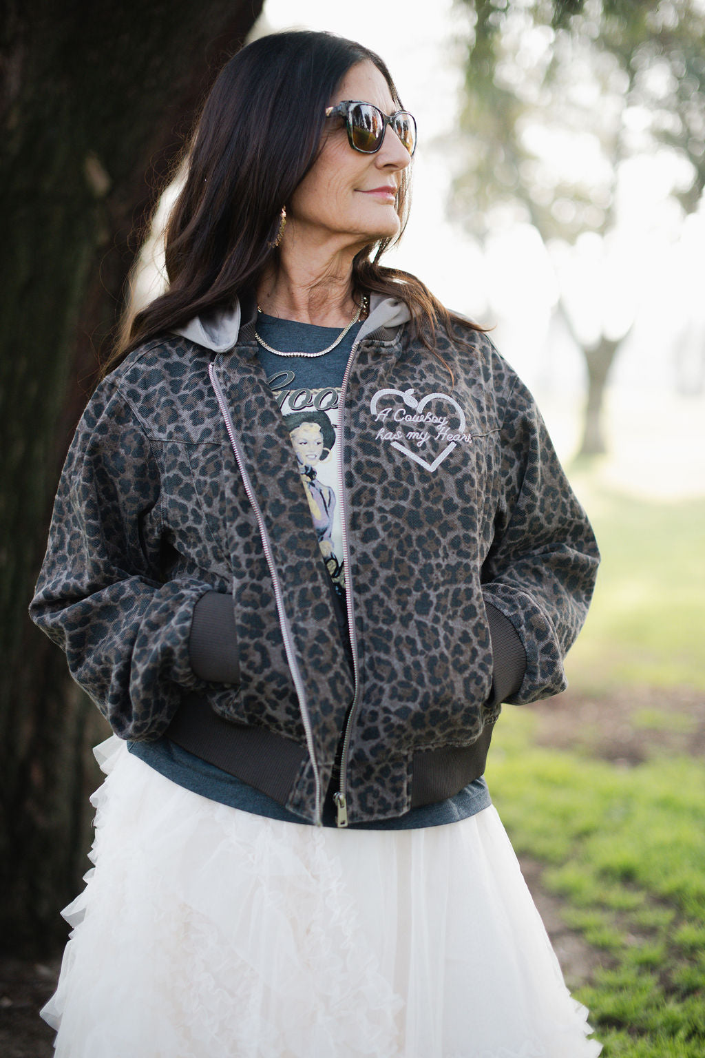 A Cowboy Has My Heart Black Leopard Jacket
