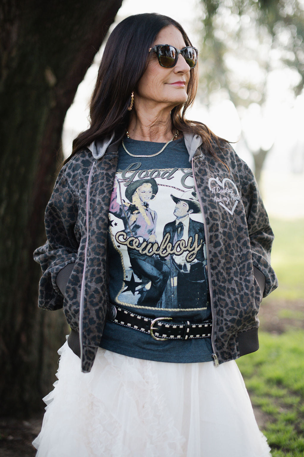 A Cowboy Has My Heart Black Leopard Jacket