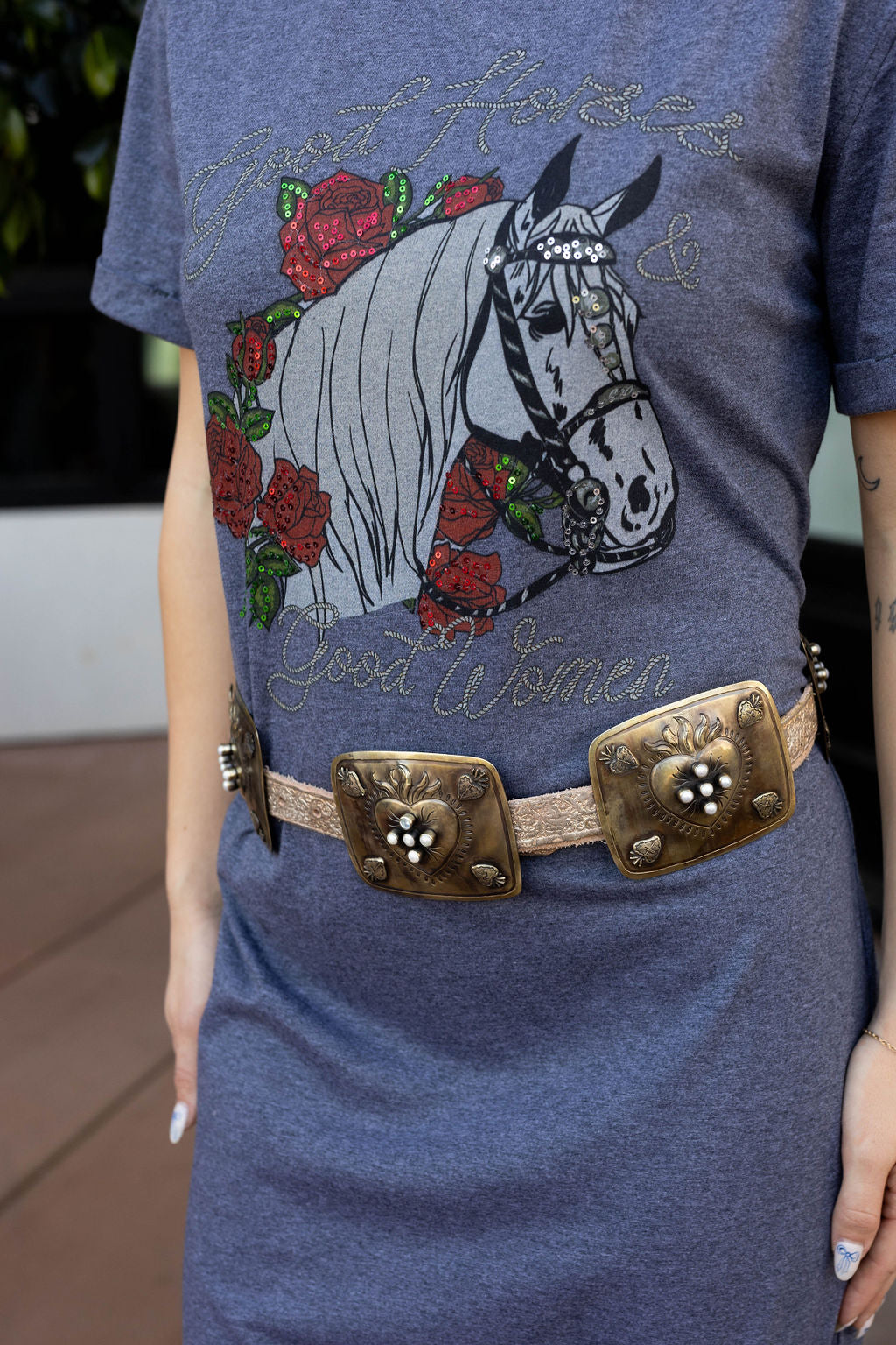 Pearls Sacred Heart Concho Belt