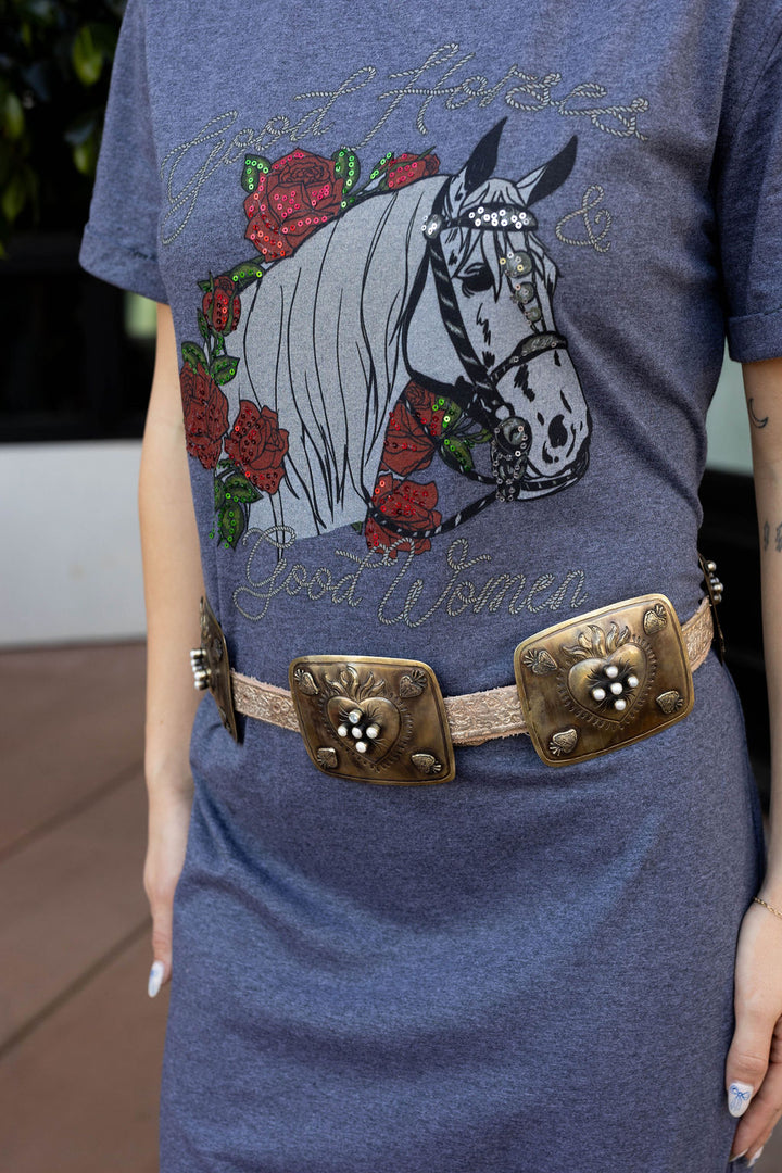 Pearls Sacred Heart Concho Belt