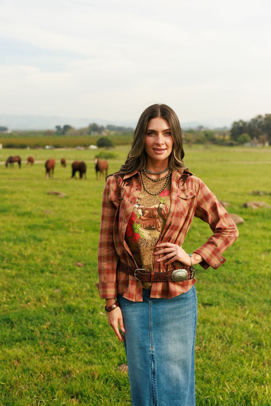 Pretty Plaid Cowboy Button Up