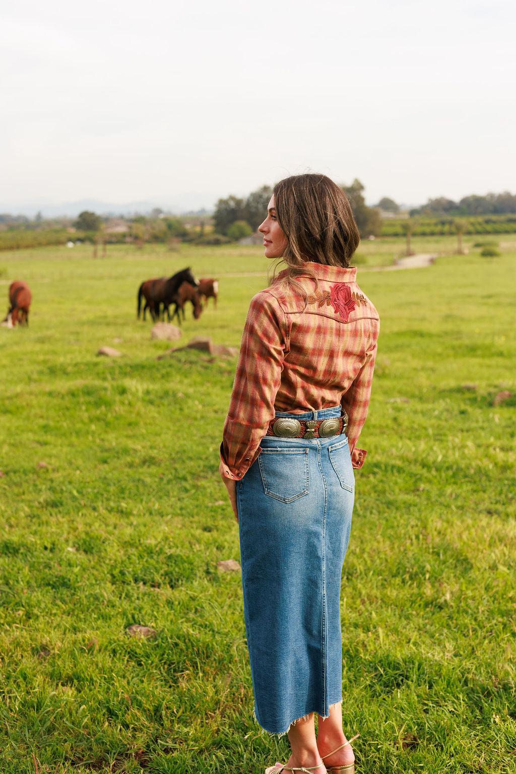 Pretty Plaid Cowboy Button Up
