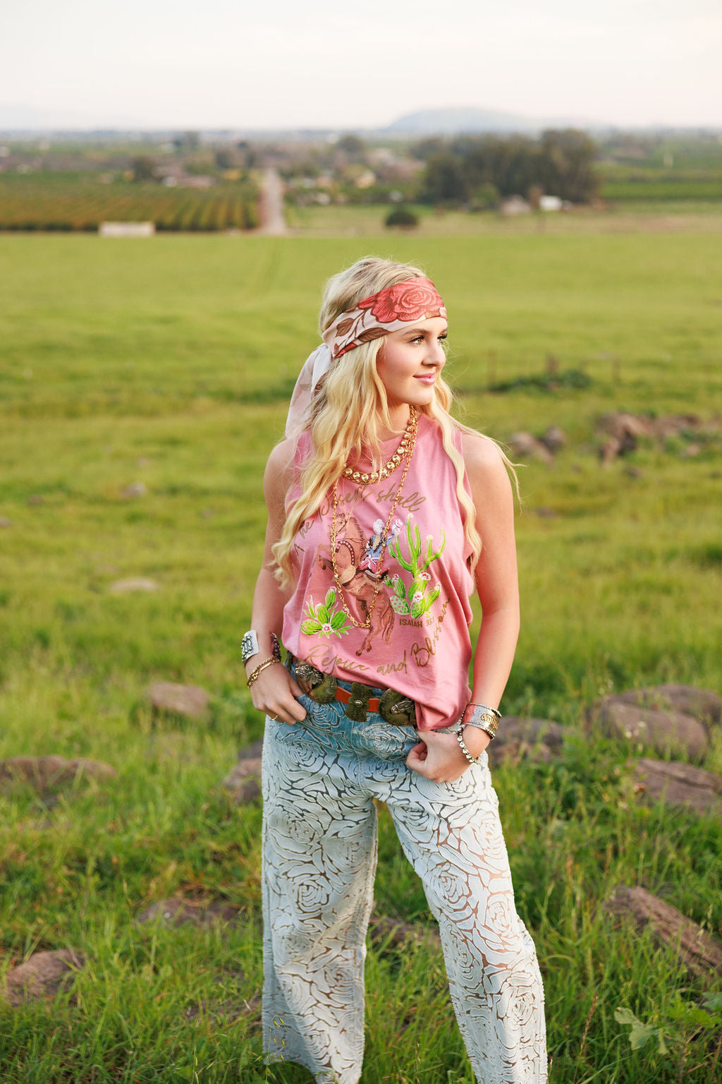 Faded Denim Rose Pant