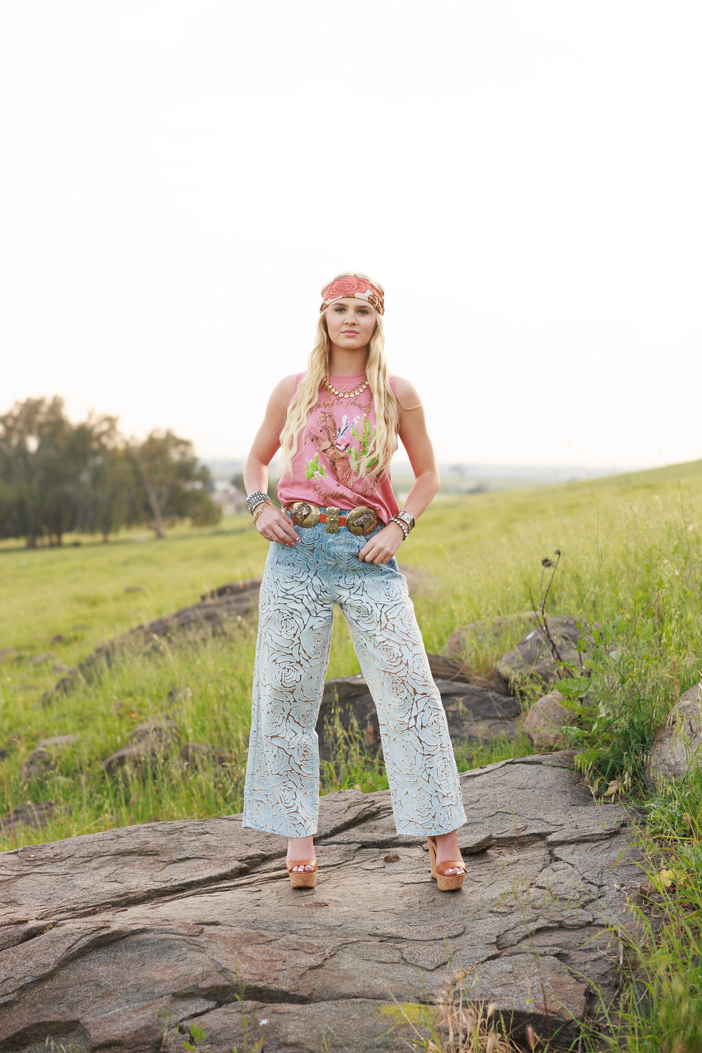 Faded Denim Rose Pant