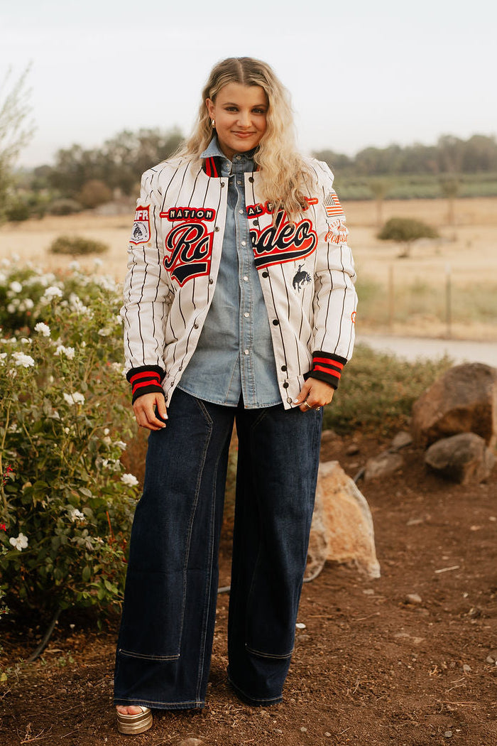 NFR 1959 Pinstripe Varsity Bomber Jacket