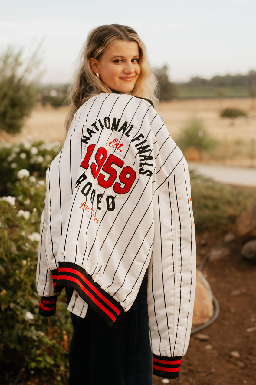 NFR 1959 Pinstripe Varsity Bomber Jacket