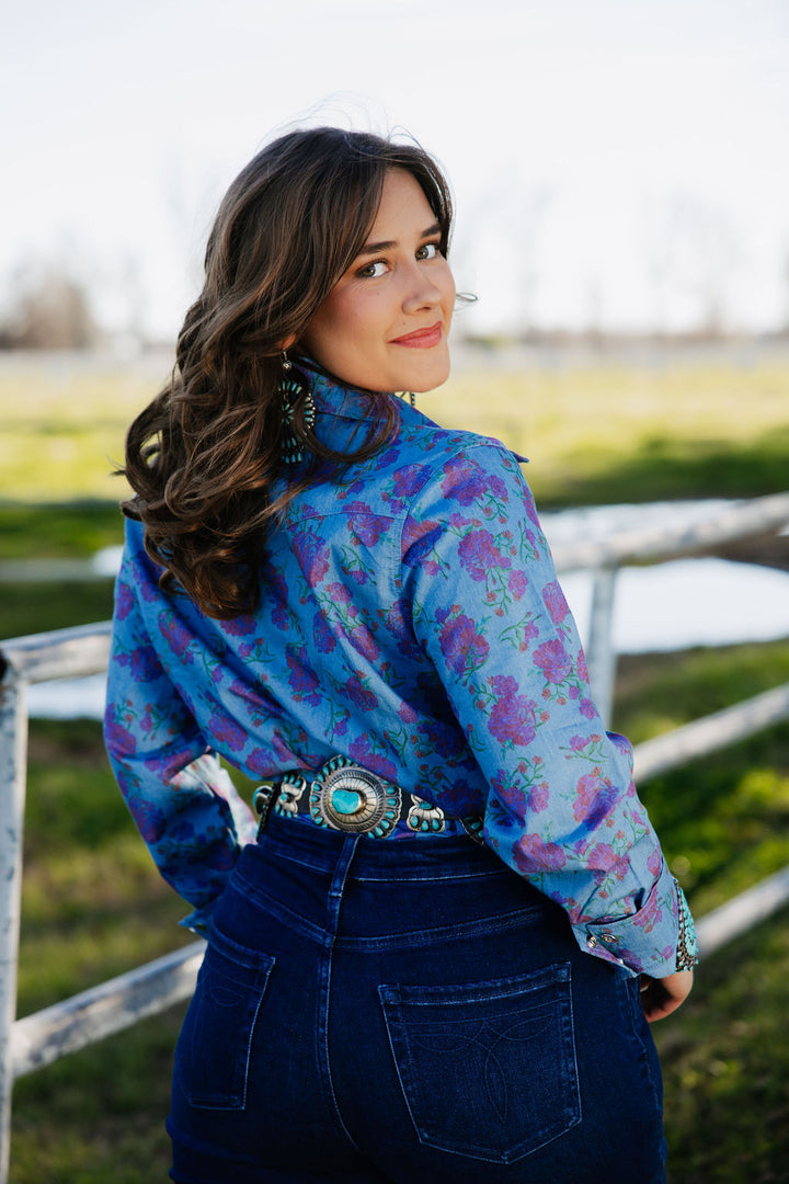 Denim Rose Button Up 🔜