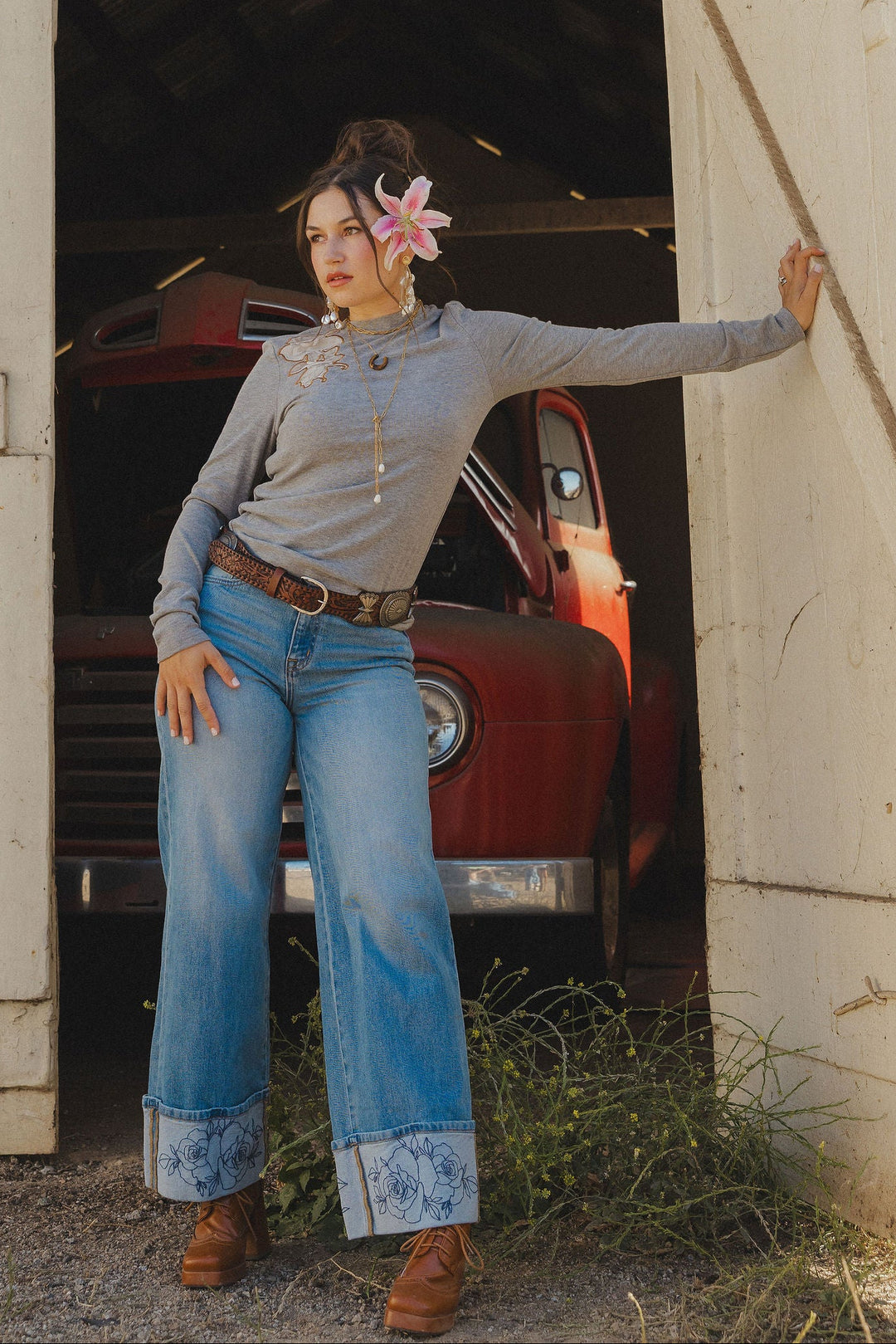 Rowdy Rose Cuff Jeans