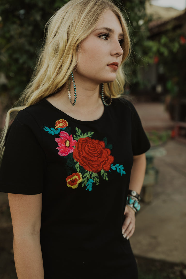 Spanish Rose Embroidered Tee